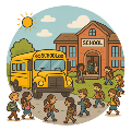 School Bus Drop-Off for the New School Year